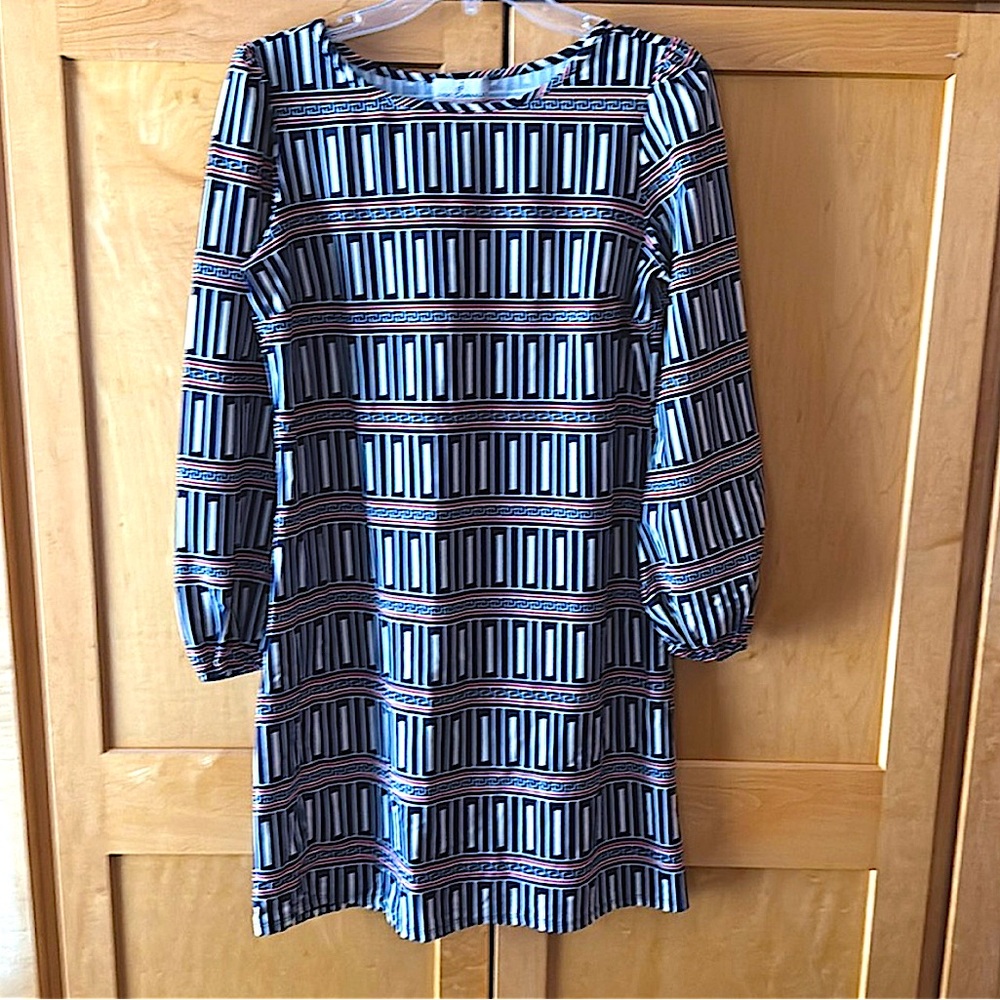Jude Connally Black and White Geometric Dress